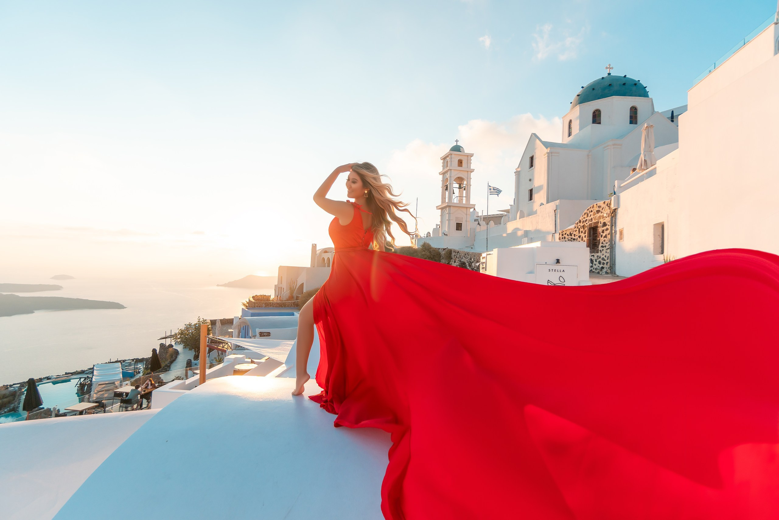 Santorini flying dress. Photographer in Santorini SokoLOVE Alex| Flying Dress Santorini