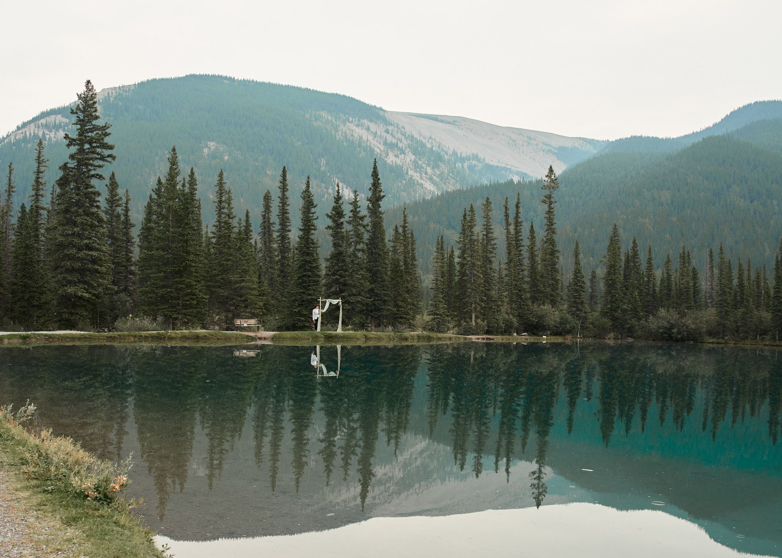 Natalie&Mat. A small, intimate wedding at Forgetmenot Lake, Kananaskis Park. Calgary wedding photo and video. Photographer Andrii Bielikov