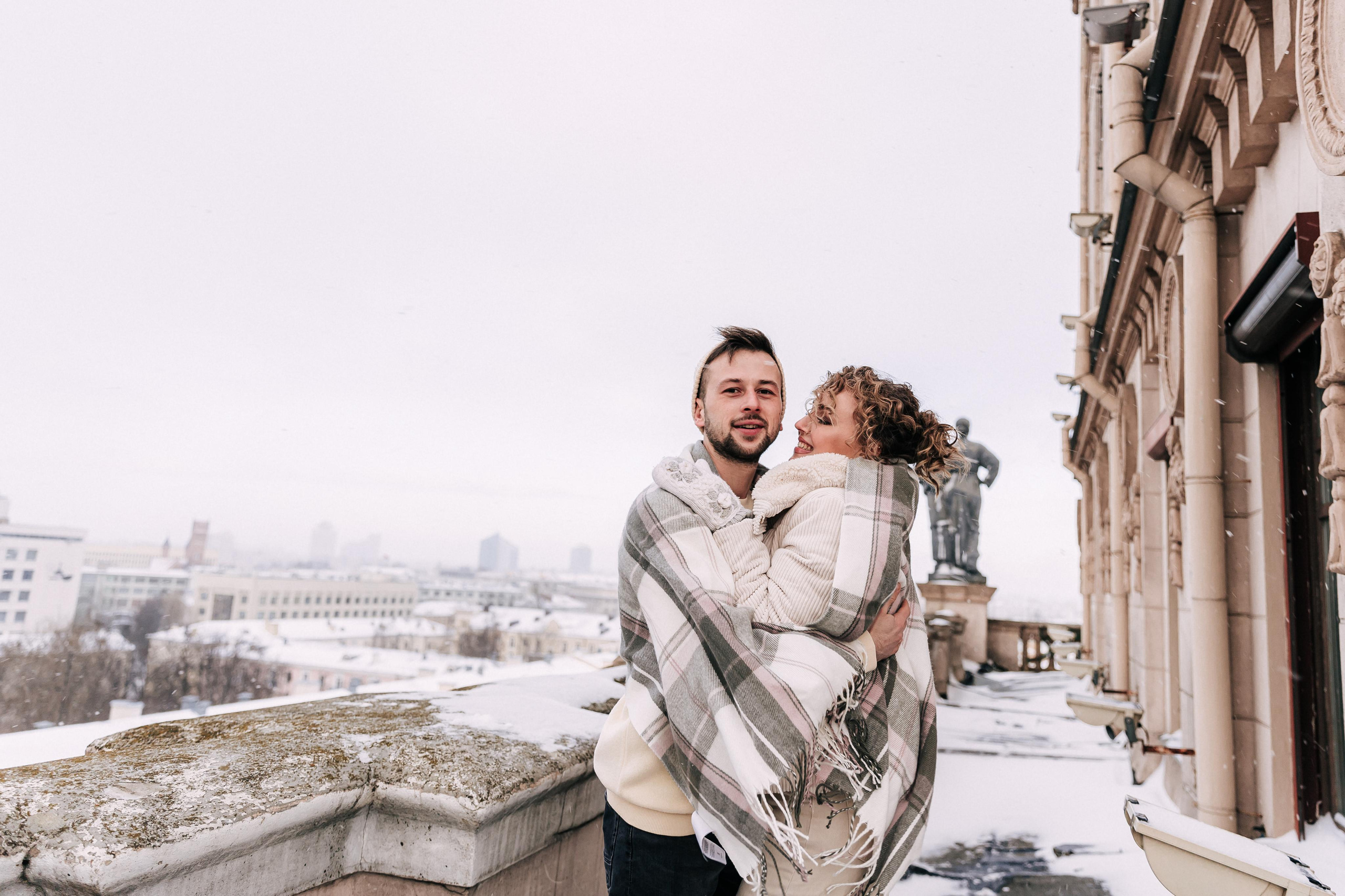 A winter fairy tale in the city center. Wedding and family photographer