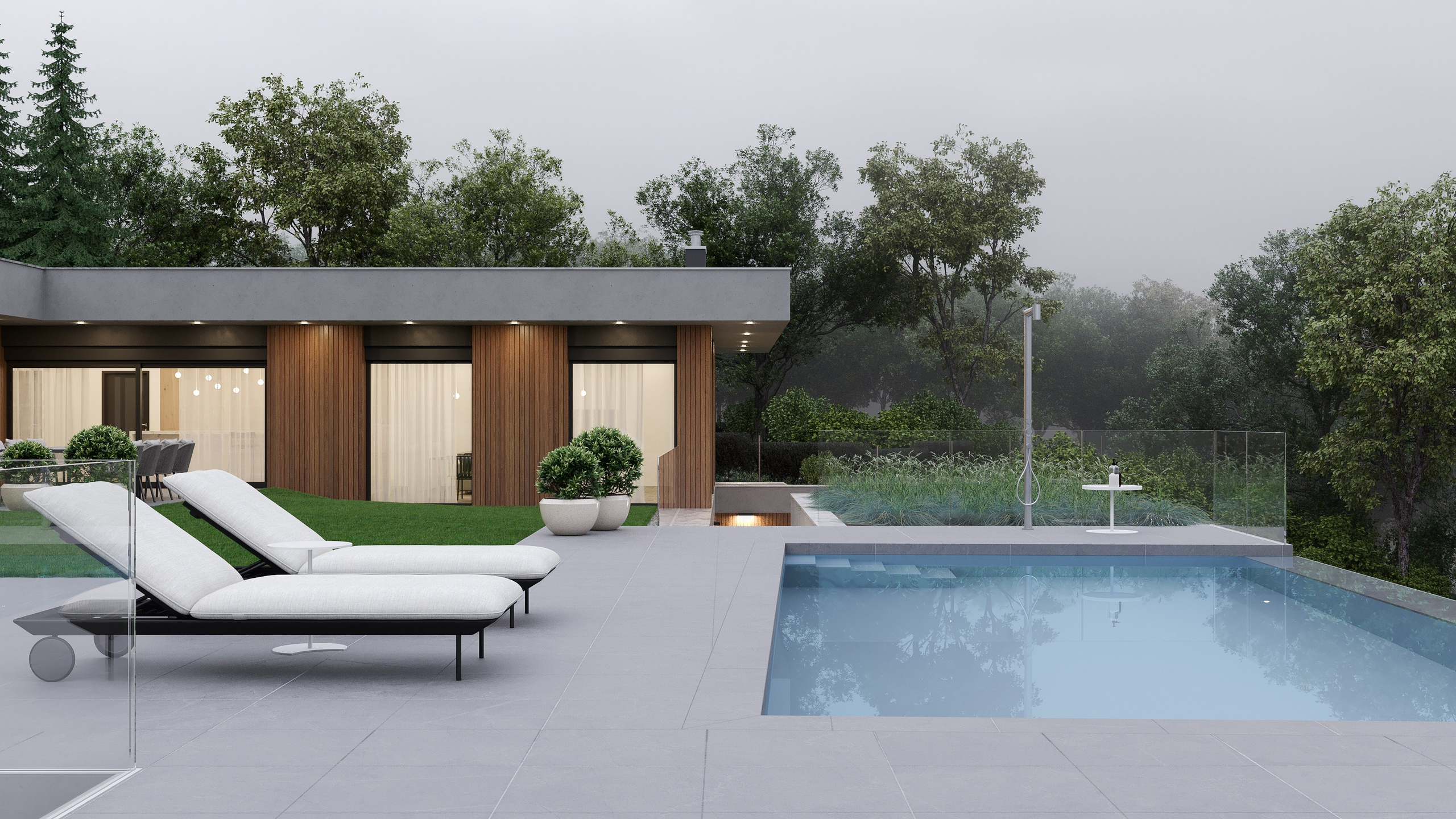 Porovnání vnitřních a venkovních stacionárních bazénů. Filipenka architects