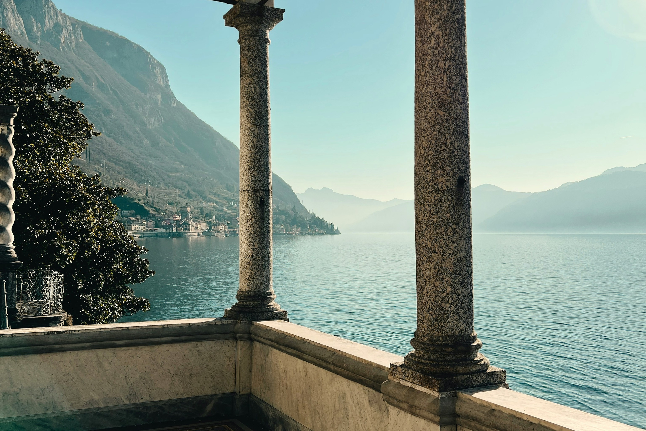 Lake Come elopement wedding terrace view.