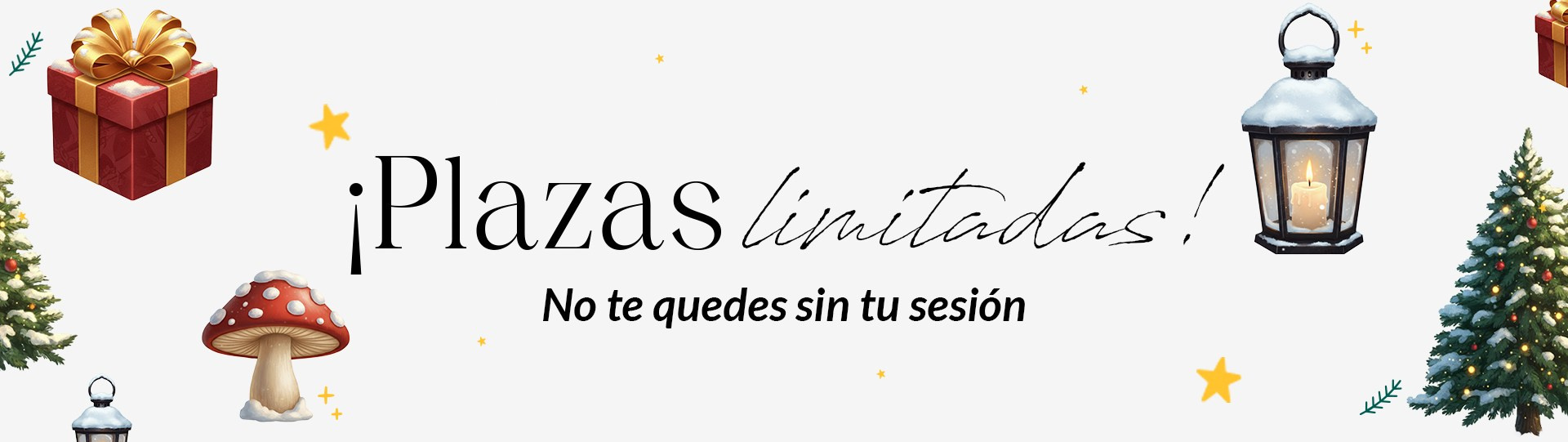 magen promocional de las sesiones de fotos de Navidad en Rainbox, destacando que las plazas son limitadas, con detalles festivos y un diseño navideño que invita a reservar pronto