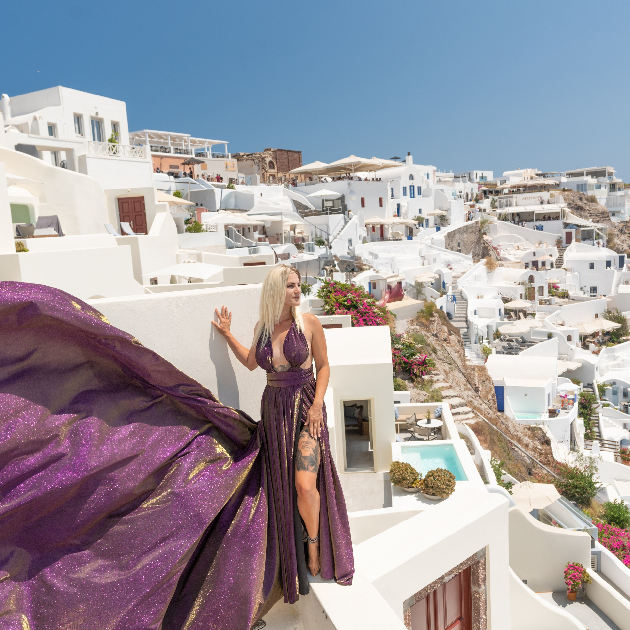 Santorini Flying Dresses Rental catalog price. Photographer in Santorini SokoLOVE Alex| Flying Dress Santorini