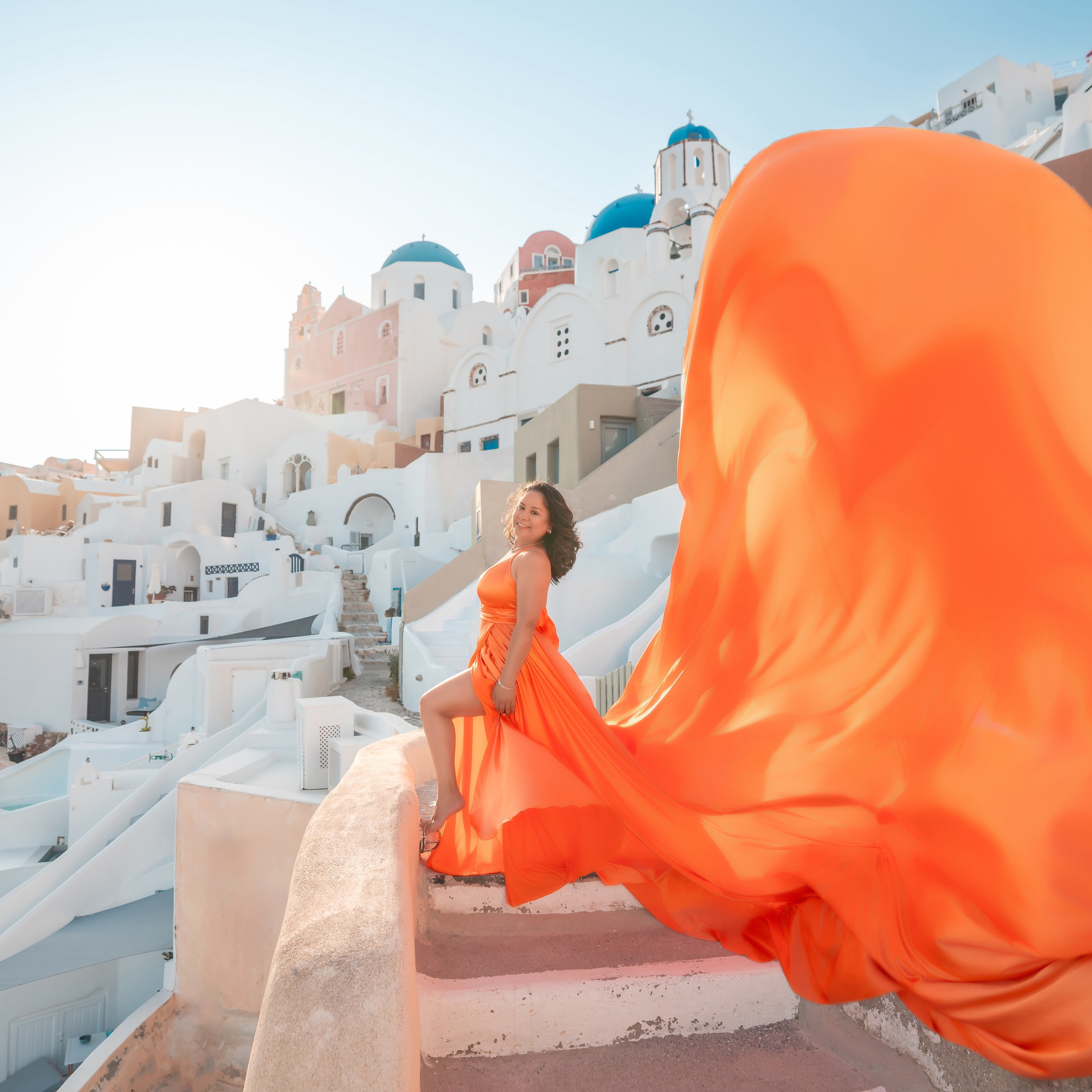 Santorini Flying Dresses Rental catalog price. Photographer in Santorini SokoLOVE Alex| Flying Dress Santorini