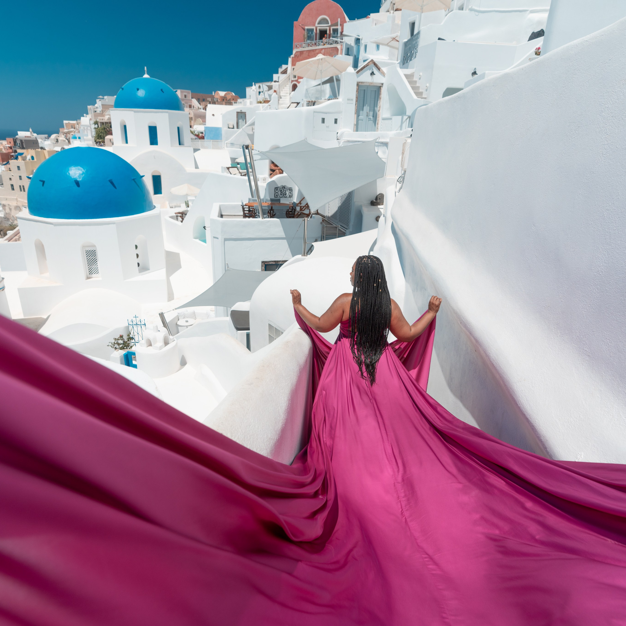 Santorini Flying Dresses Rental catalog price. Photographer in Santorini SokoLOVE Alex| Flying Dress Santorini