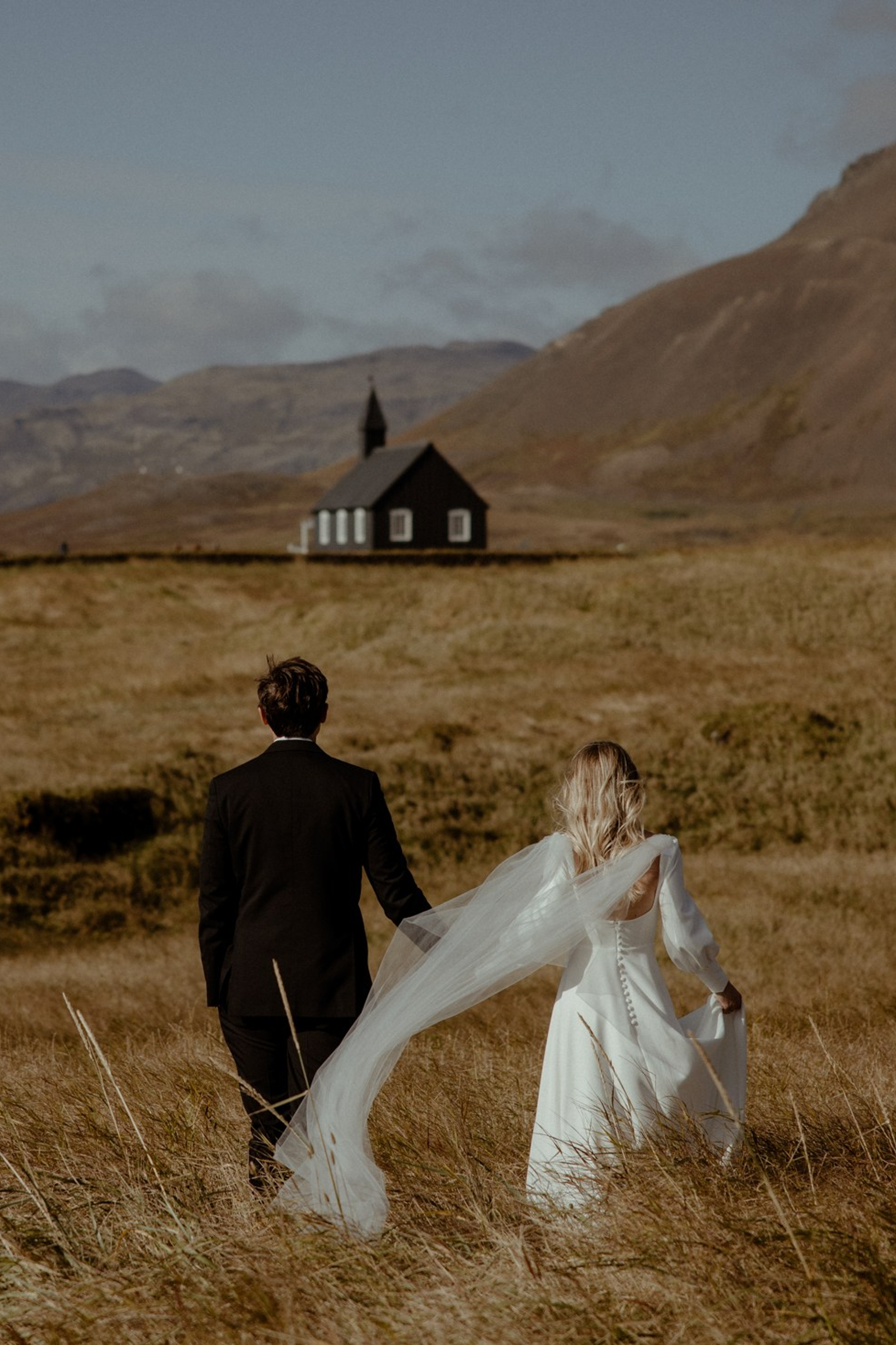 Iceland elopement at Snaefellsnes peninsula | Budir black church wedding