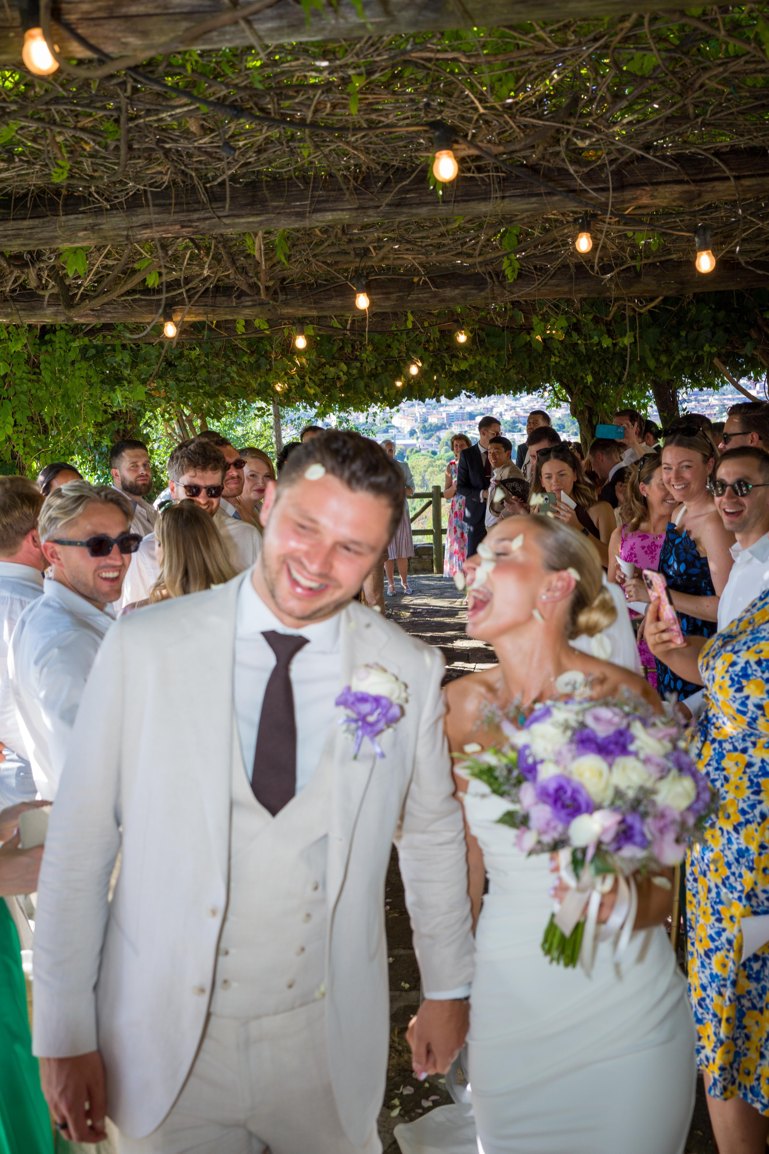 Couple enjoying wedding photography in Tuscany.