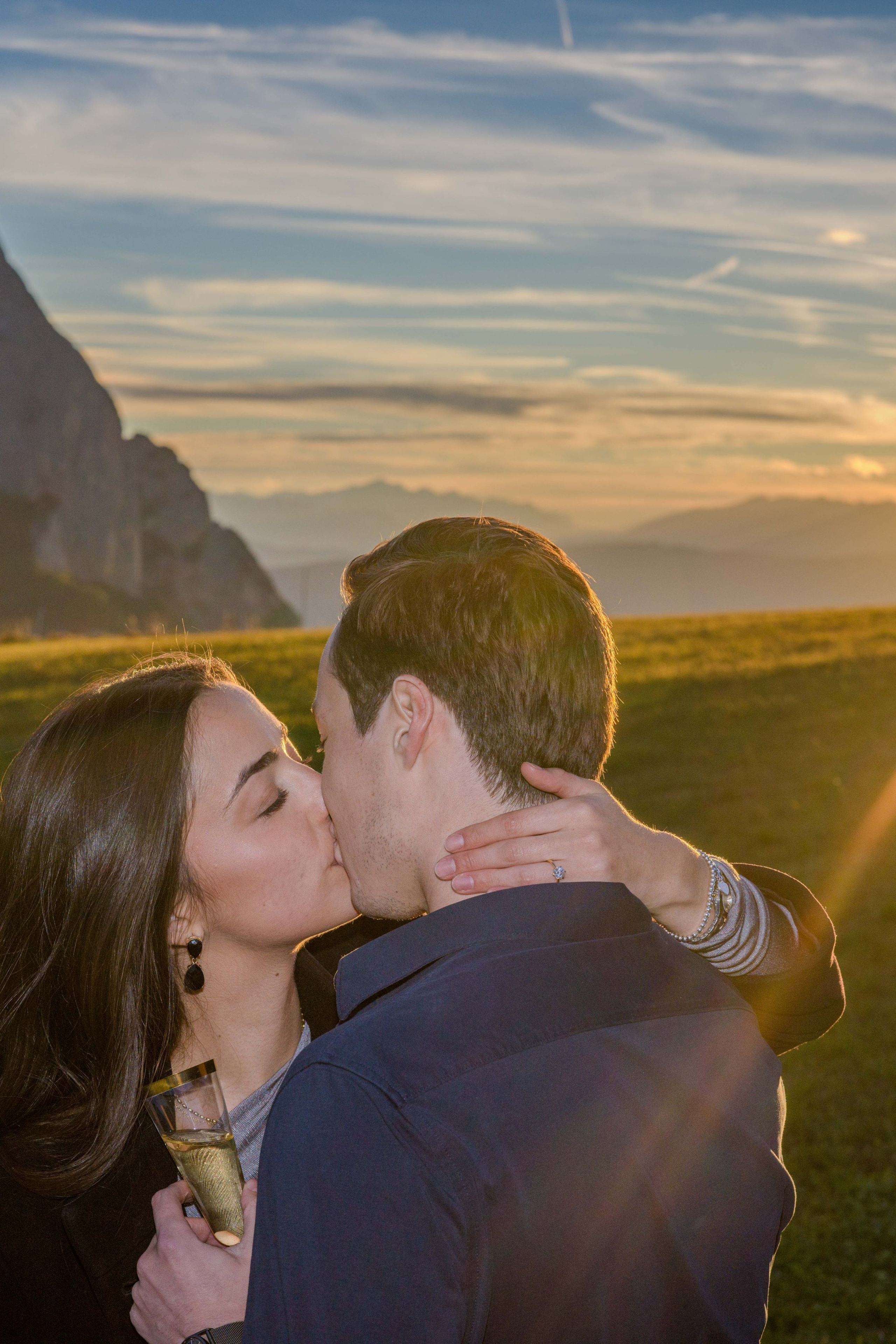 Engagement moment in Dolomites.