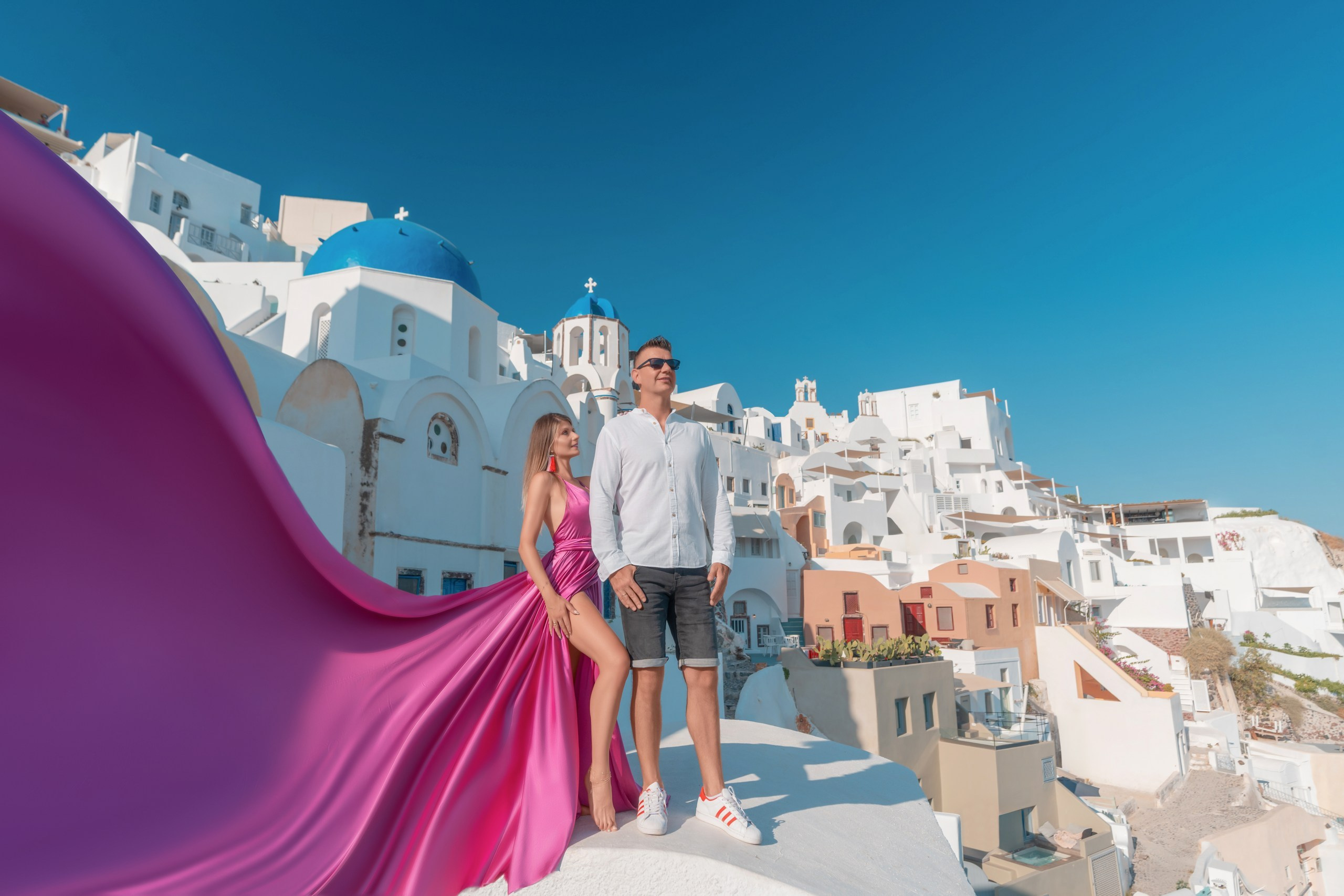 Santorini Photoshoot flying dress