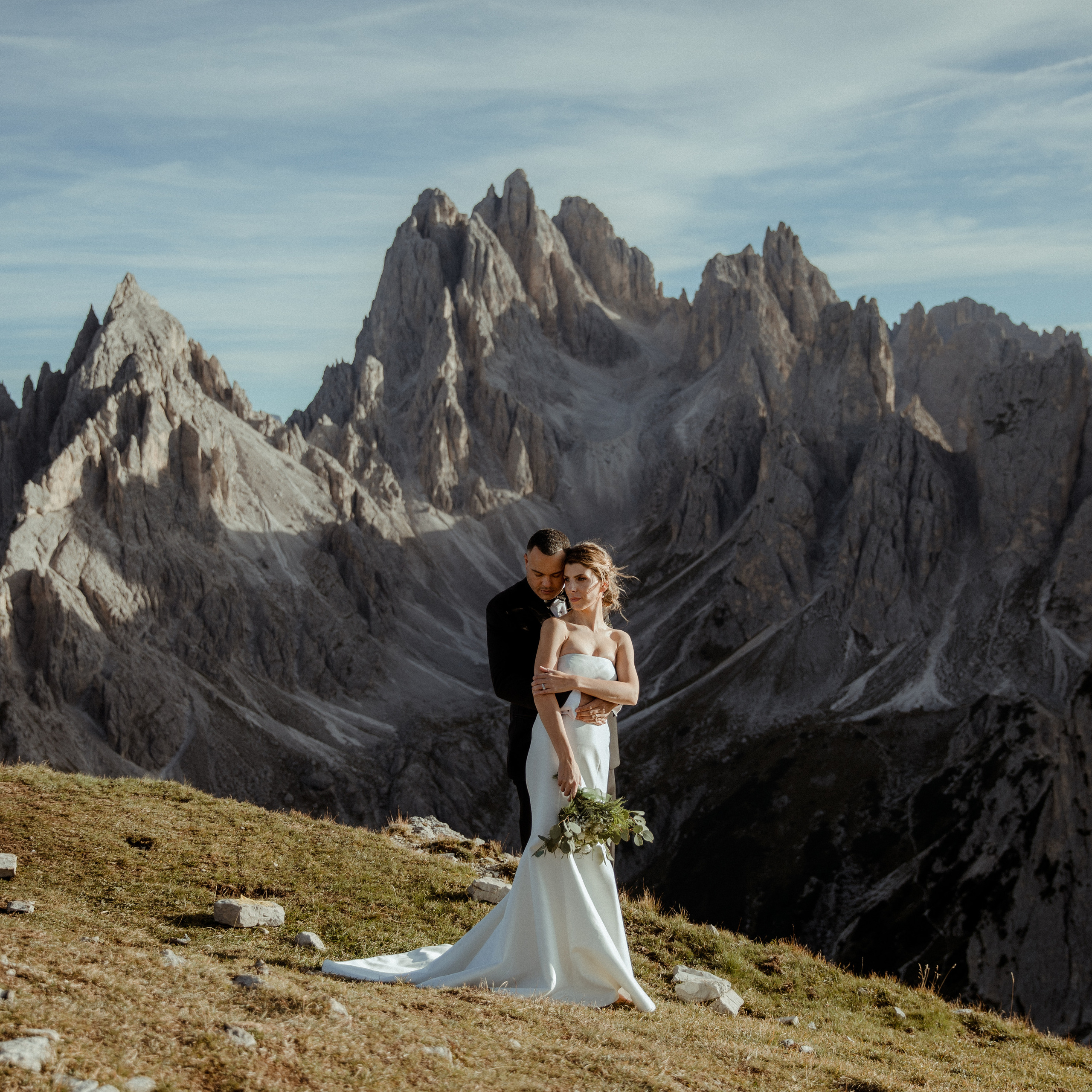 A walk on the wedding day in Dolomites 