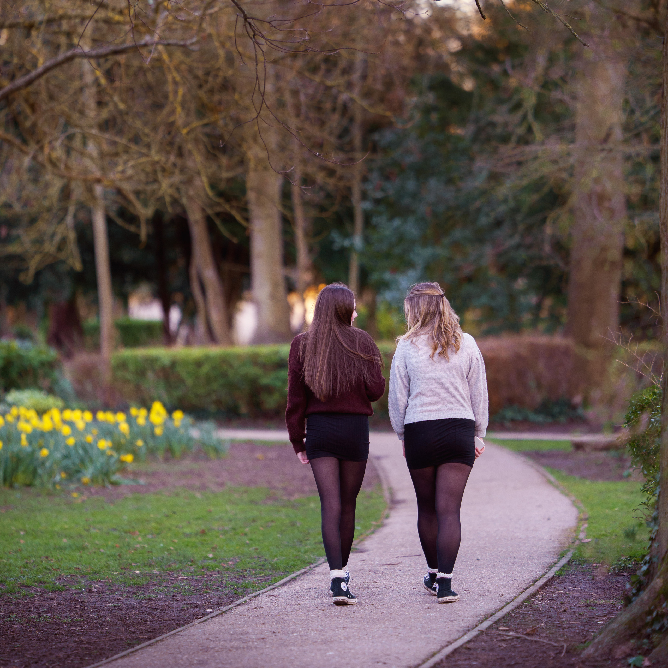 Young girls in early spring