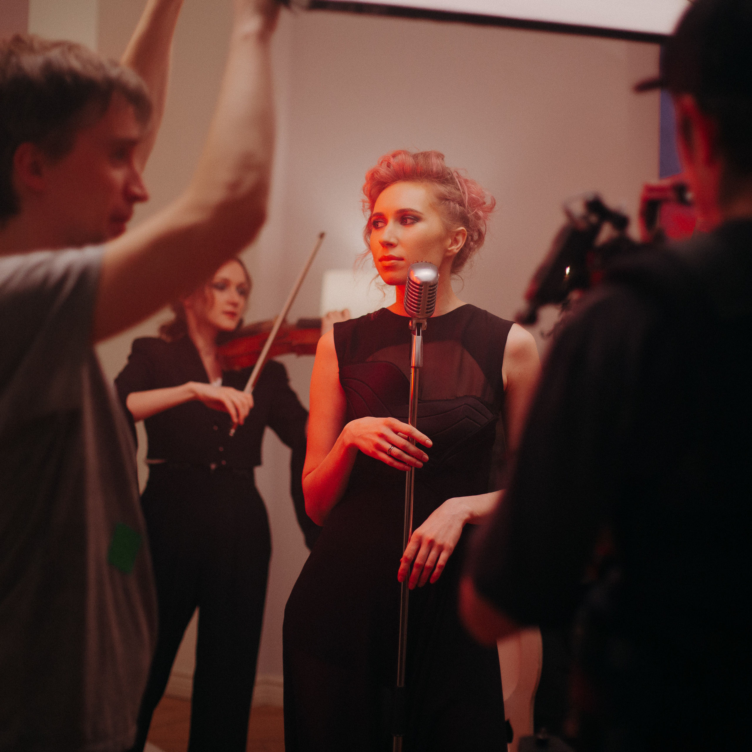 Backstage of the music video shooting