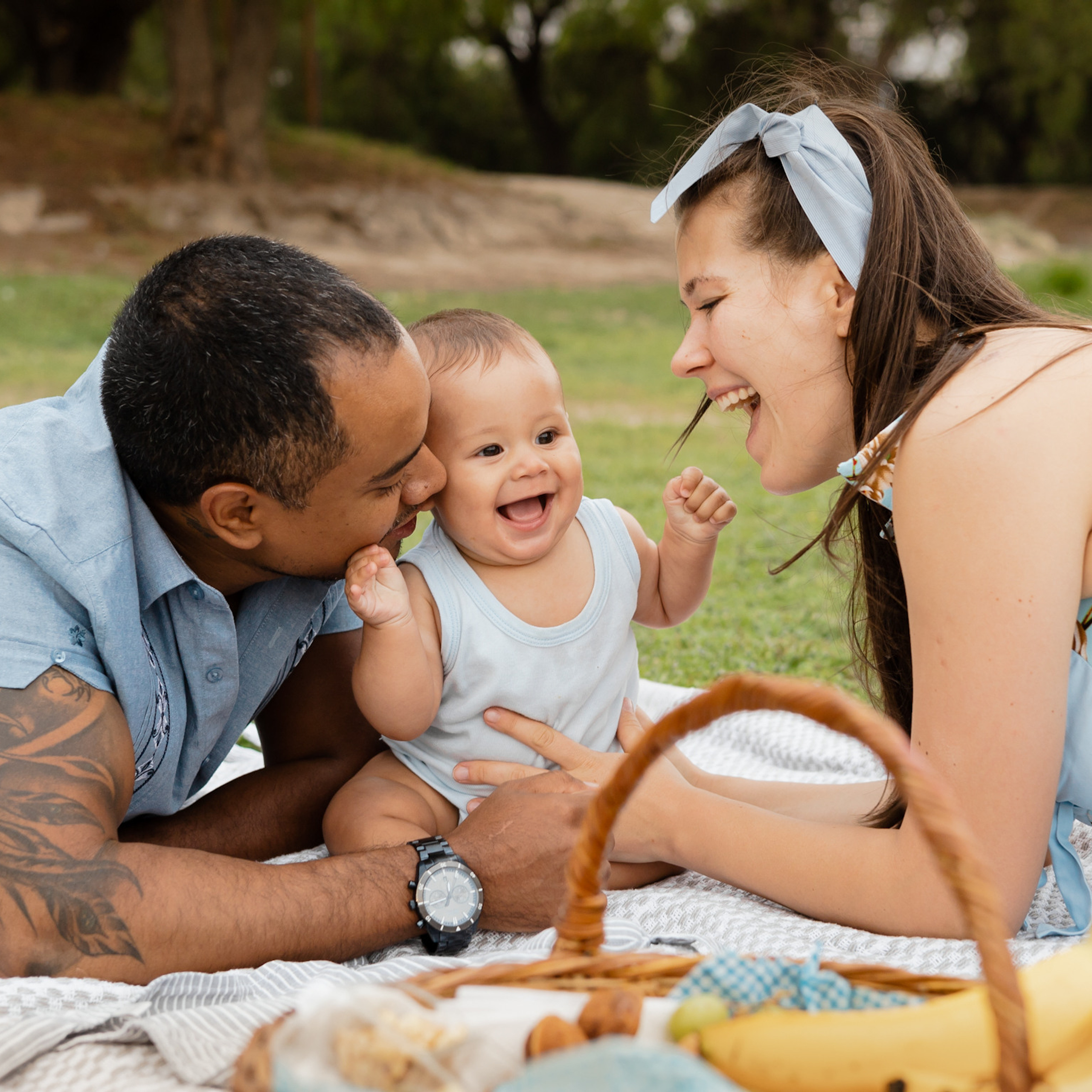 Family with a baby in the Park