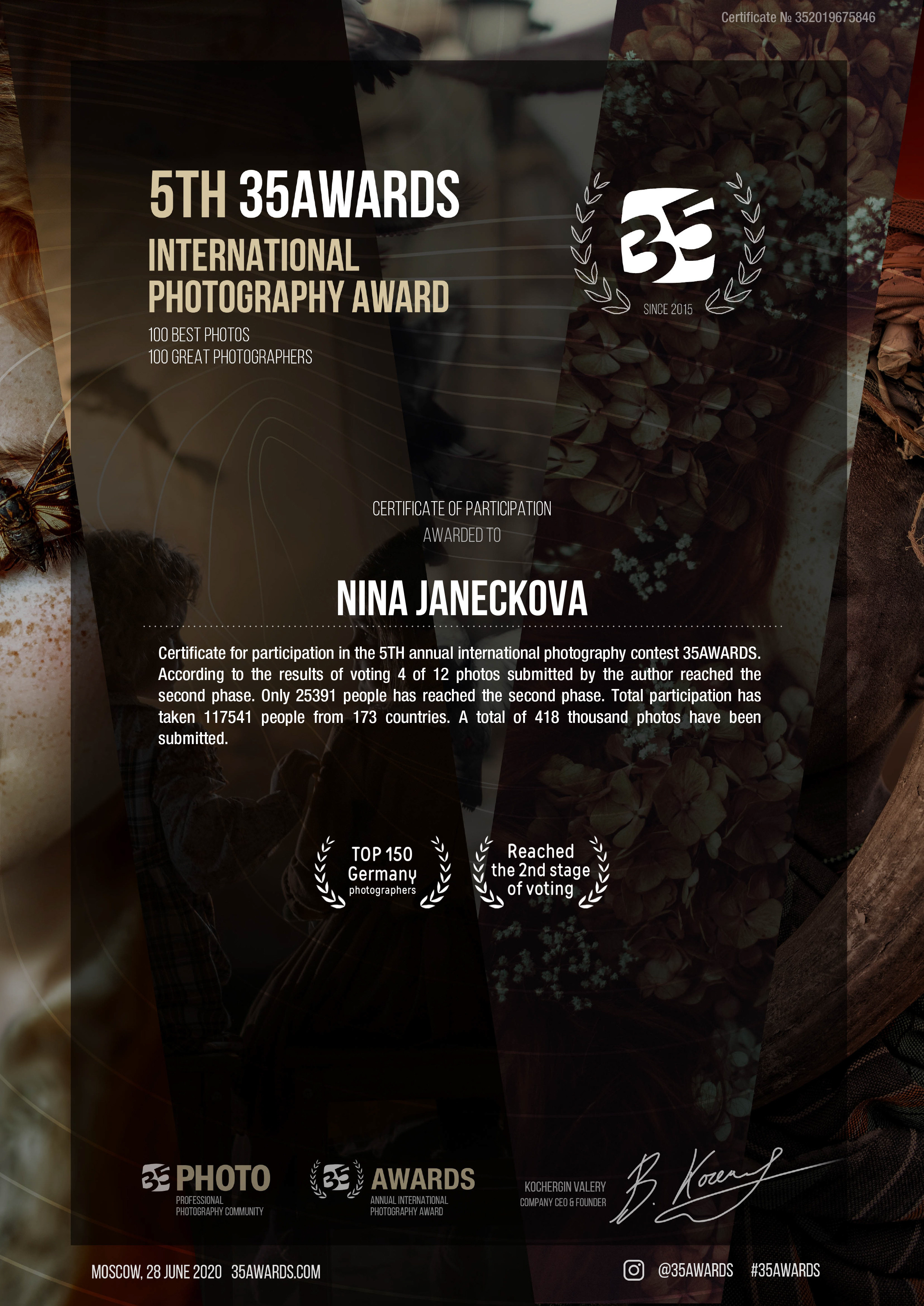 PRIZES. Nina Janeckova Fotografin und Videografin am Bodensee