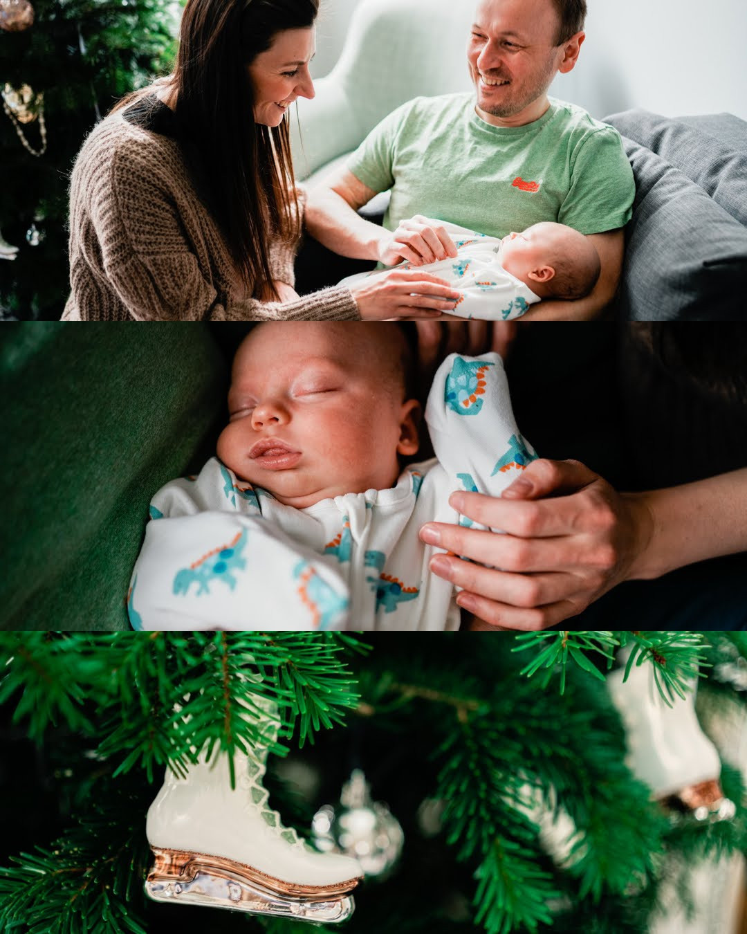 Triptych family with a newborn from a photoshoot at home. Solihull Family Photographer. A maternity photographer near me. Newborn lifestyle home photography. Newborn photography near me.