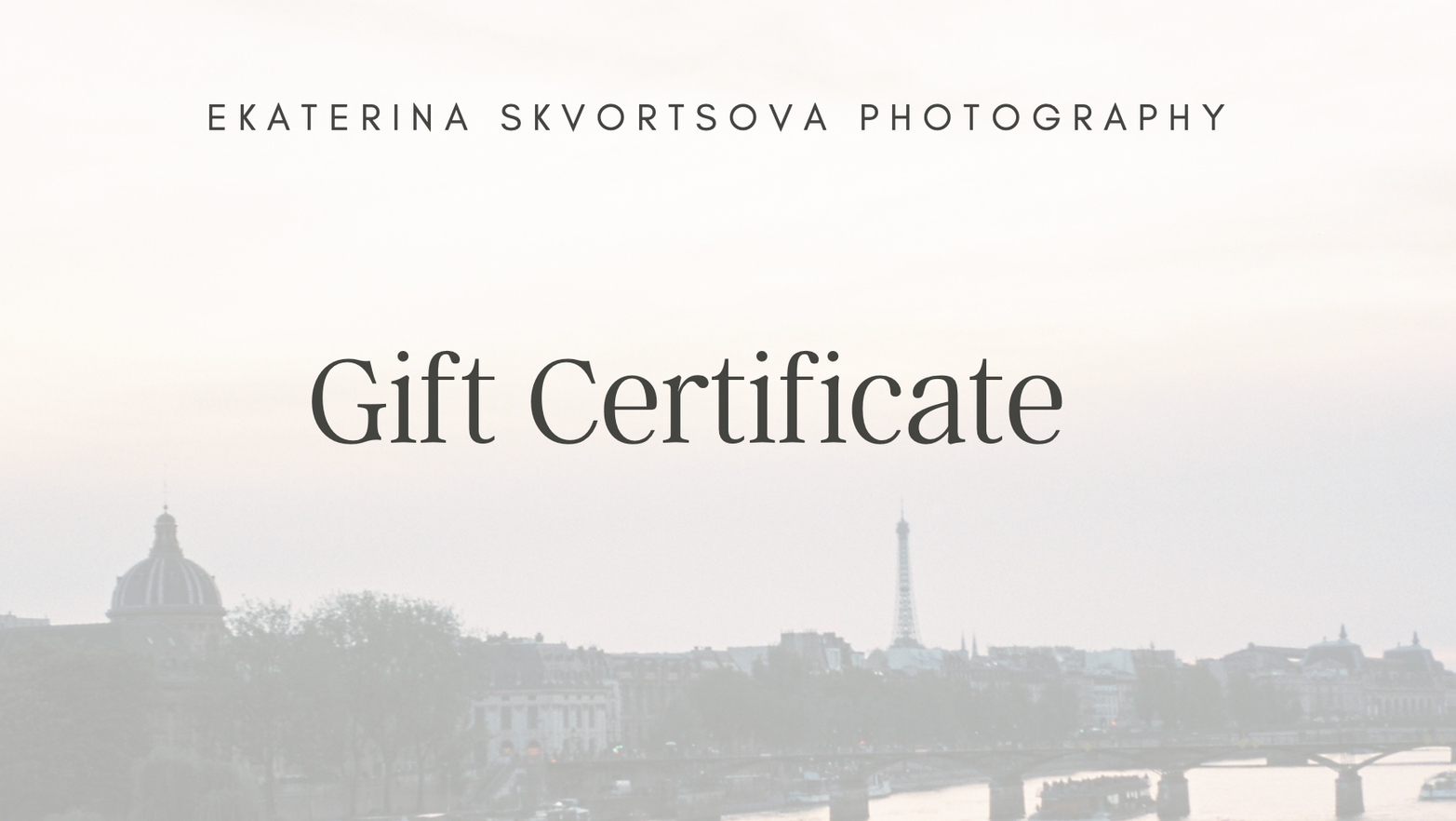 Gift Certificate. Photographer in Paris