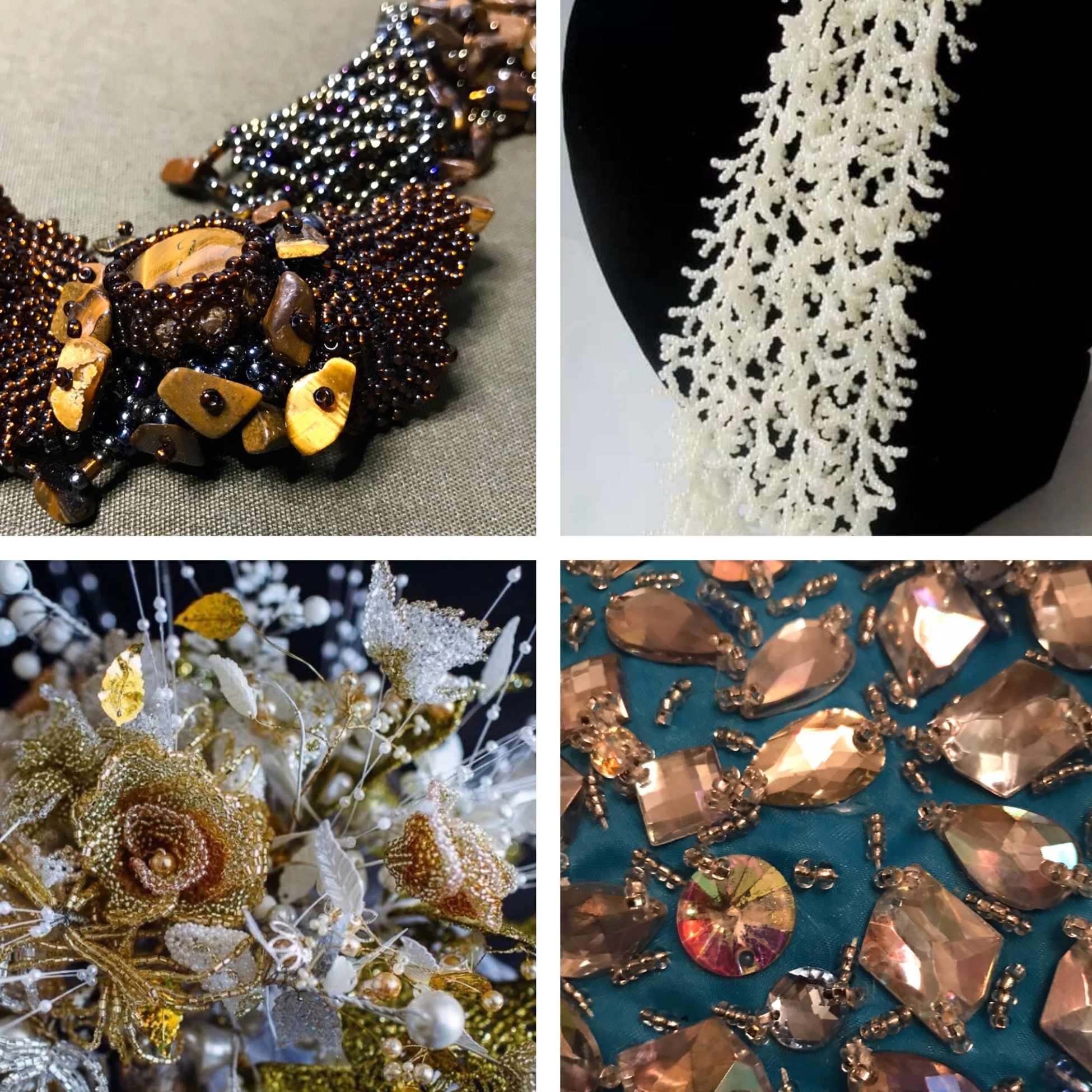 Collier en bisier, produits en bisier, broderie, décoration de vêtements swarovski, produits du travail à la main, Luxembourg