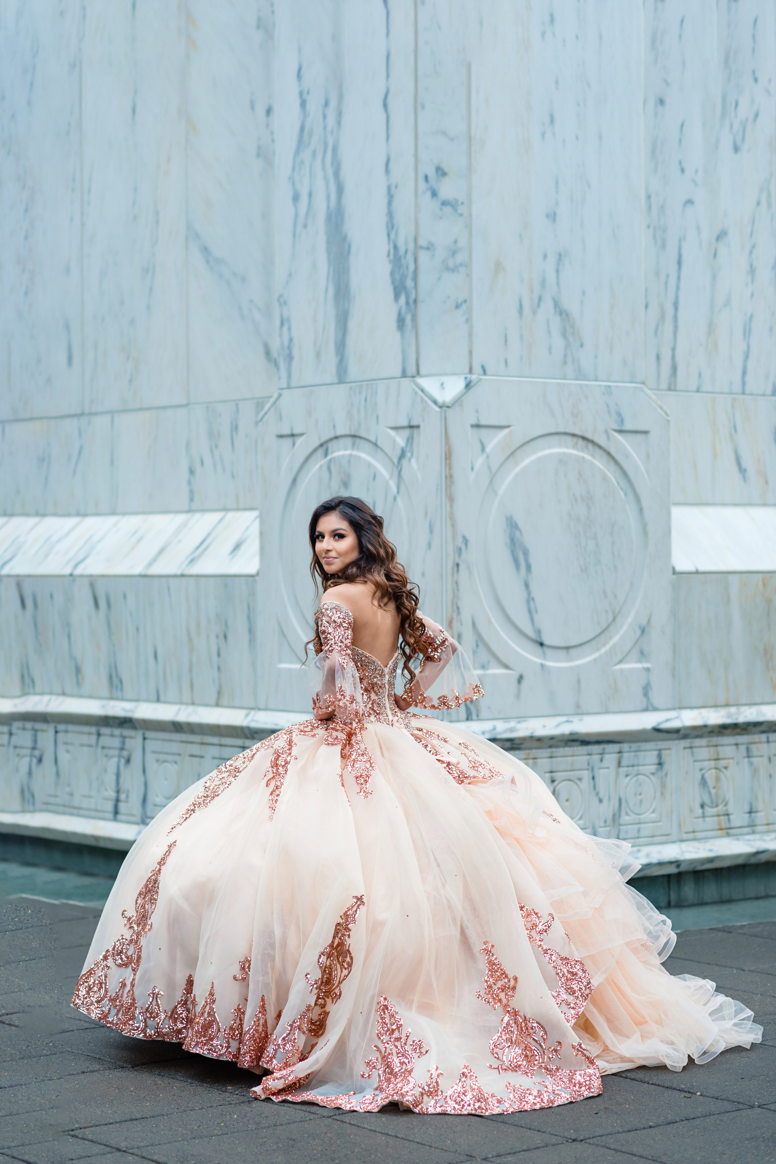 quinceanera pink dress Tigard oregon temple captured for Hector Salazar photography