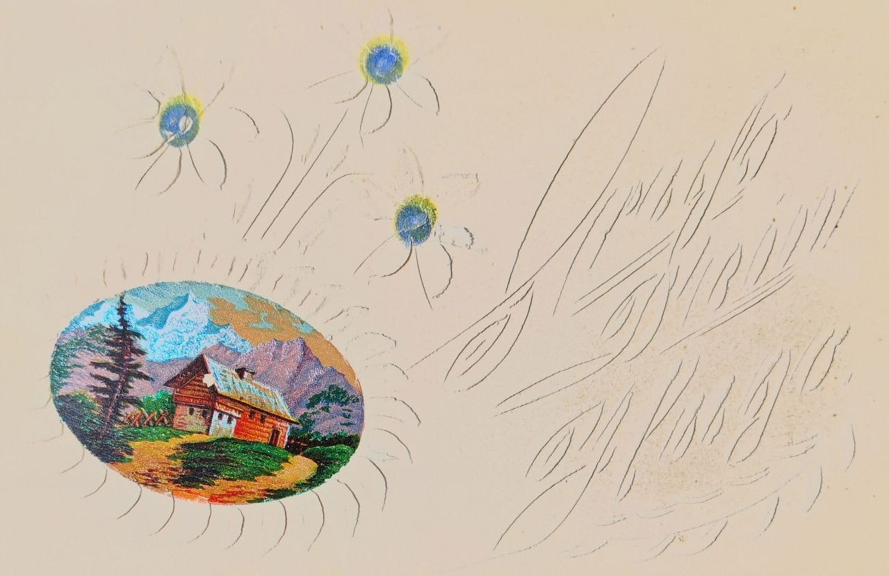 Handmade postcard art: vintage botanical. Photographer, collector of vintage postcards, and creator of stories at the intersection of the past and the personal. Irina Dainakova