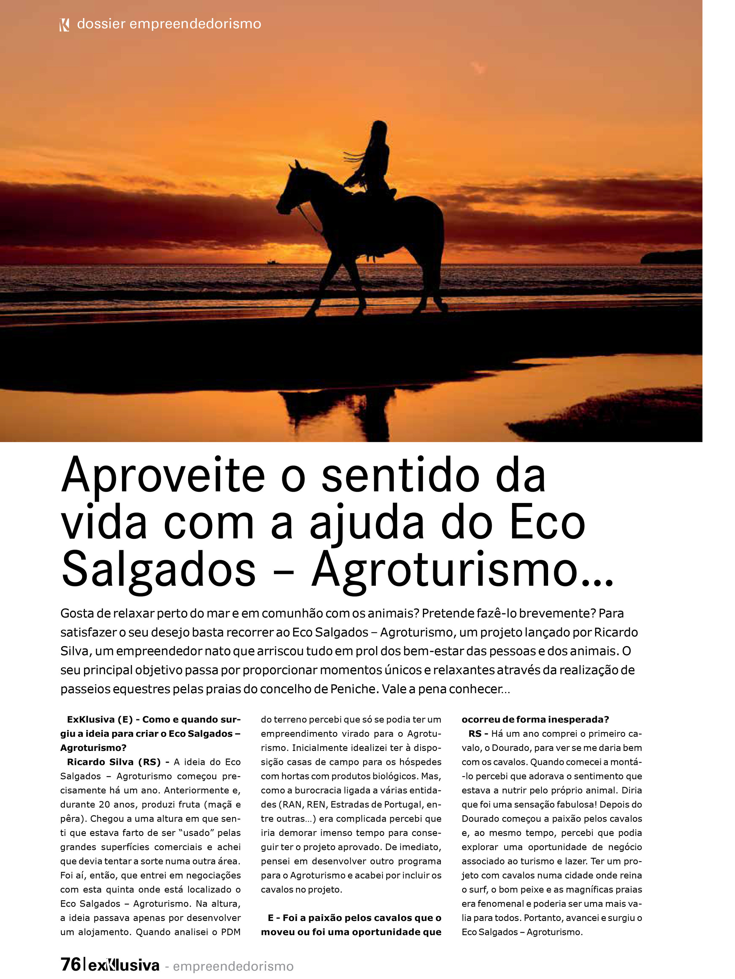 Eco Salgados Agroturismo publicado na revista Exklusiva
