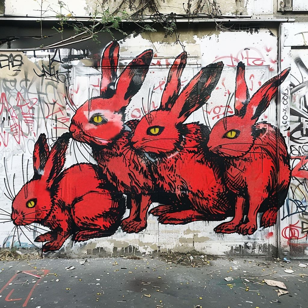 Streetart: Red Rabbits in the Non-Places. Marina Antonova