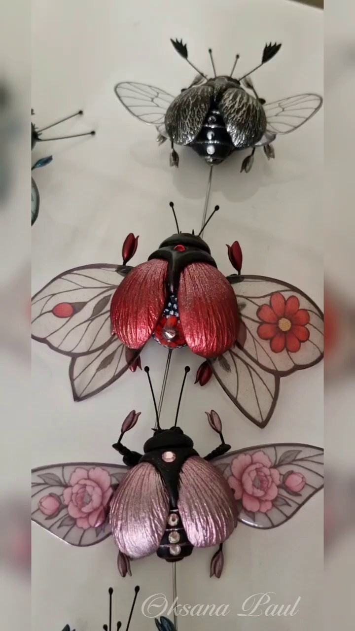 Броши-жуки / Insekten-Broschen ➜. Oksana Paul-Gardinen-Design Oksana Paul ✧ Art of Gardinen & Textile Design ✧ Polymer Clay Art & Handmade Creatures