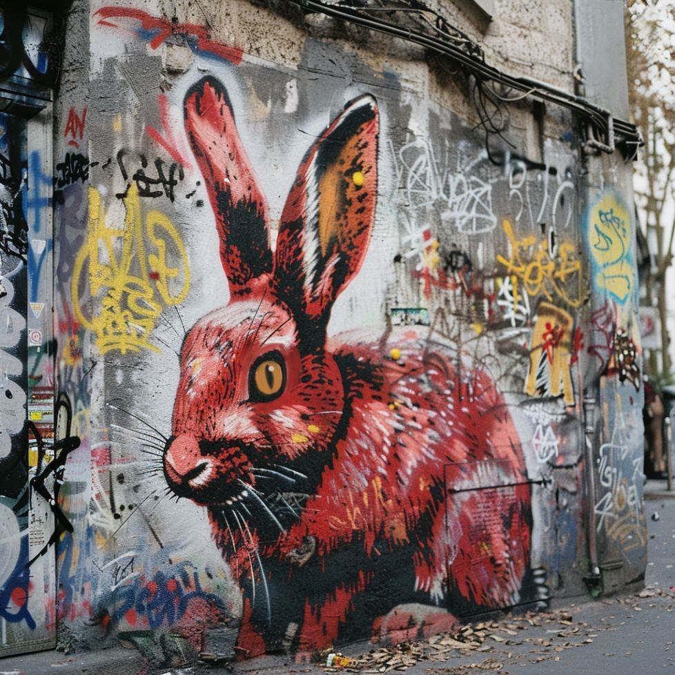 Streetart: Red Rabbits in the Non-Places. Marina Antonova