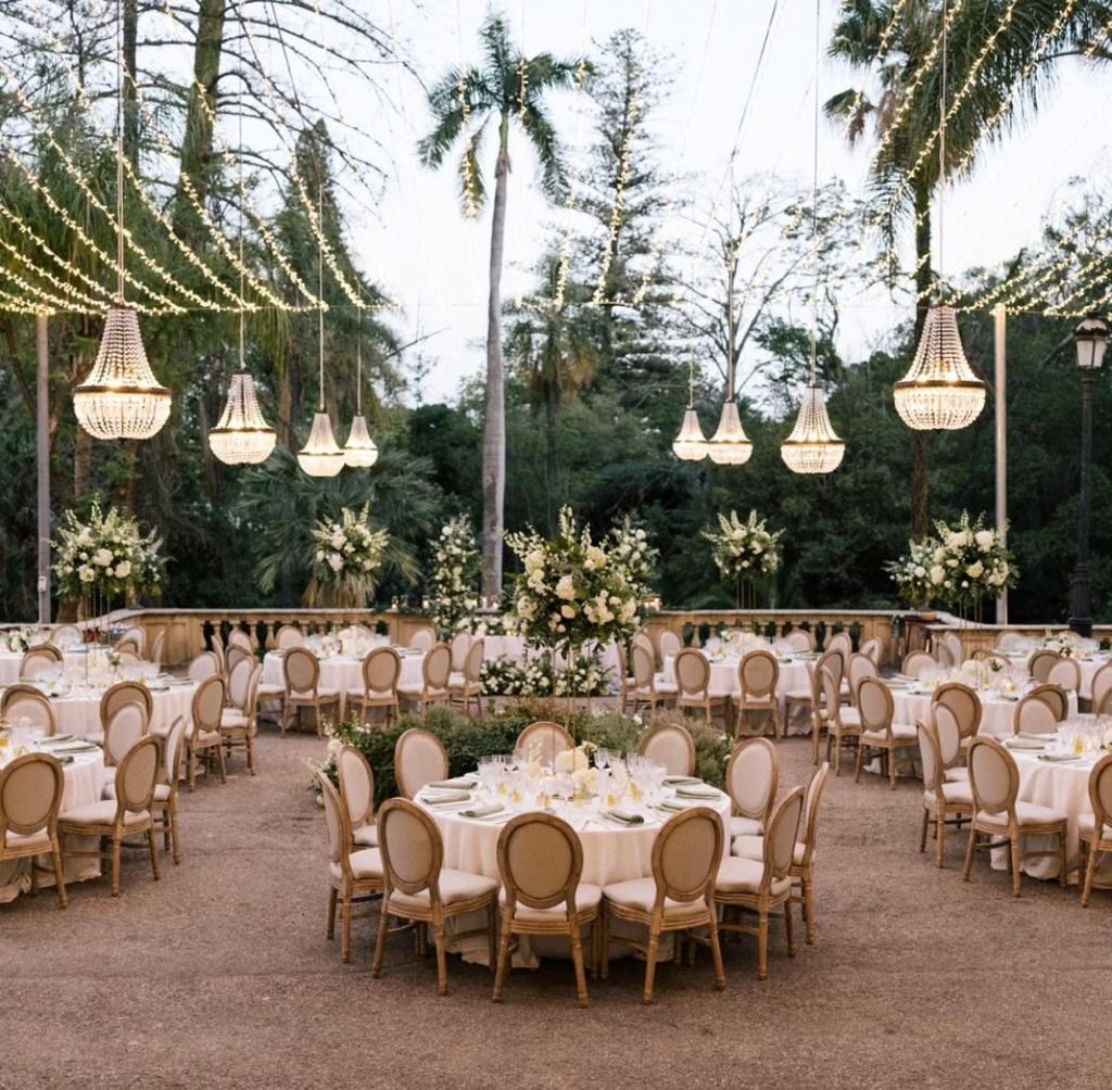 Wedding reception tables outside