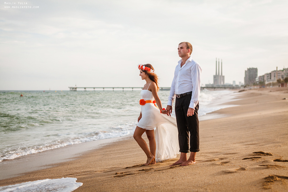 Sesión de fotos de boda en Badalona. Fotógrafo en Barcelona  Maslik Yulia