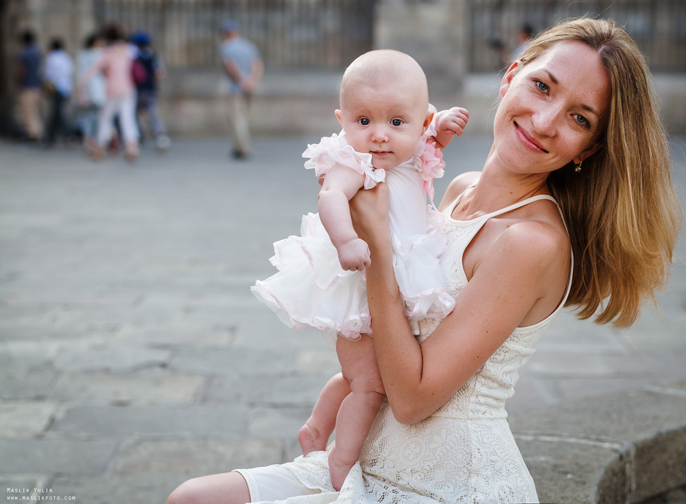 Sesión fotográfica familiar de verano en Barcelona. Fotógrafo en Barcelona  Maslik Yulia