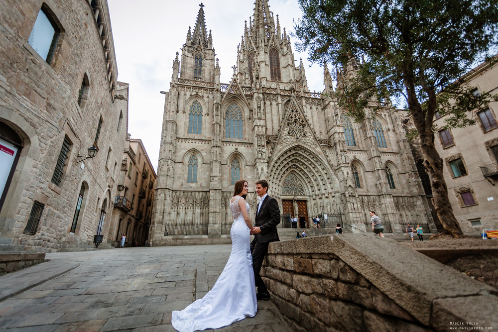 Свадебная фотосессия в Бланес. Фотограф в Барселоне Испании Маслик Юлия