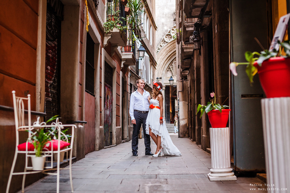 Sesión de fotos de boda en Badalona. Fotógrafo en Barcelona  Maslik Yulia