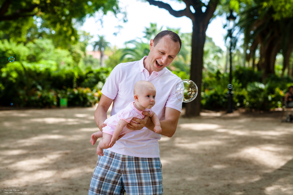 Sesión fotográfica familiar de verano en Barcelona. Fotógrafo en Barcelona  Maslik Yulia