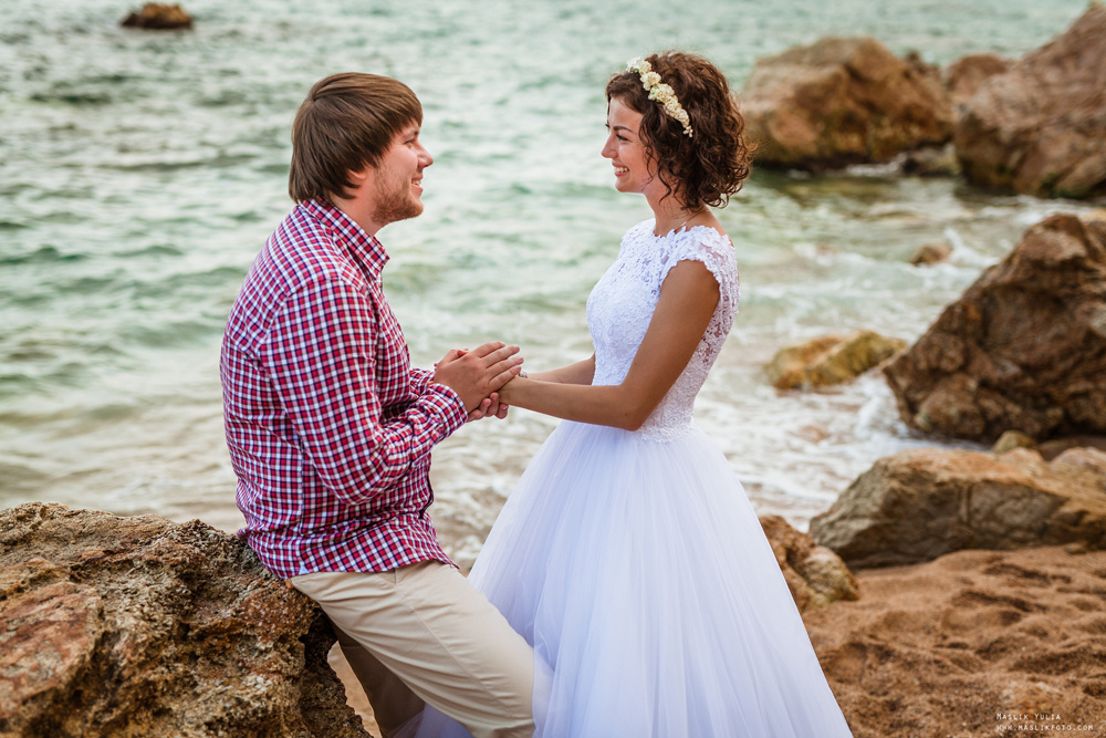 Sesja ślubna w Badalonie, Catalonia. Fotograf w Barcelonie Hiszpanii Maslik Yulia