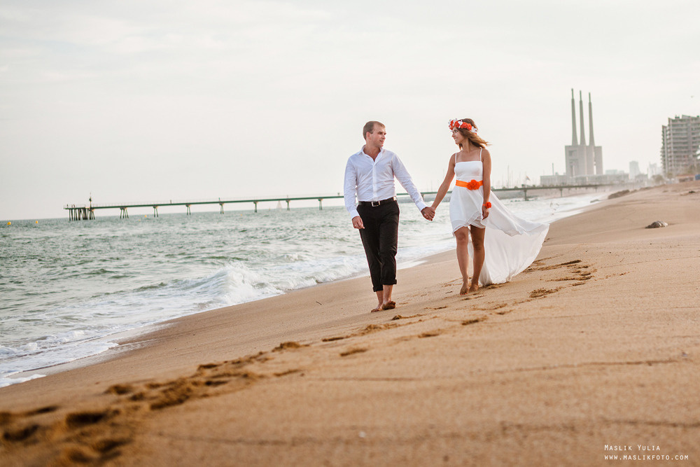 Sesión de fotos de boda en Badalona. Fotógrafo en Barcelona  Maslik Yulia