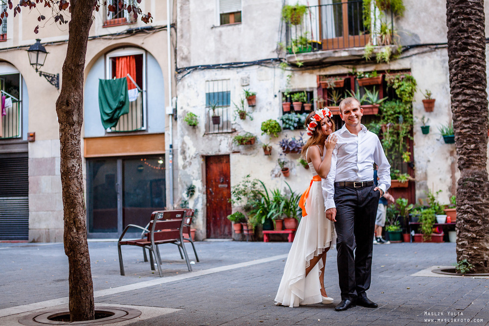 Sesión de fotos de boda en Badalona. Fotógrafo en Barcelona  Maslik Yulia