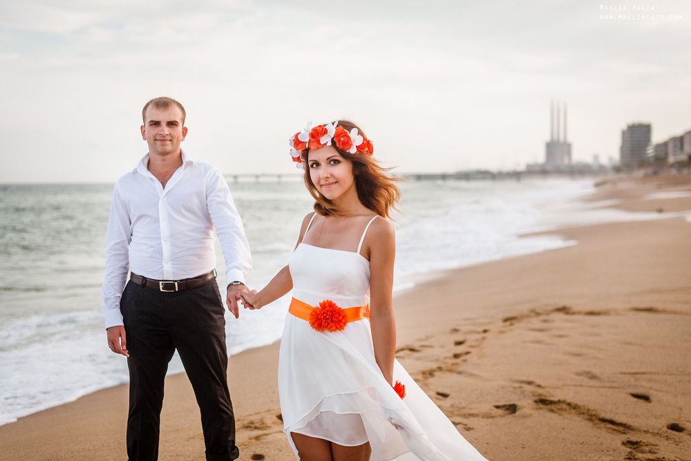 Sesión de fotos de boda en Badalona. Fotógrafo en Barcelona  Maslik Yulia