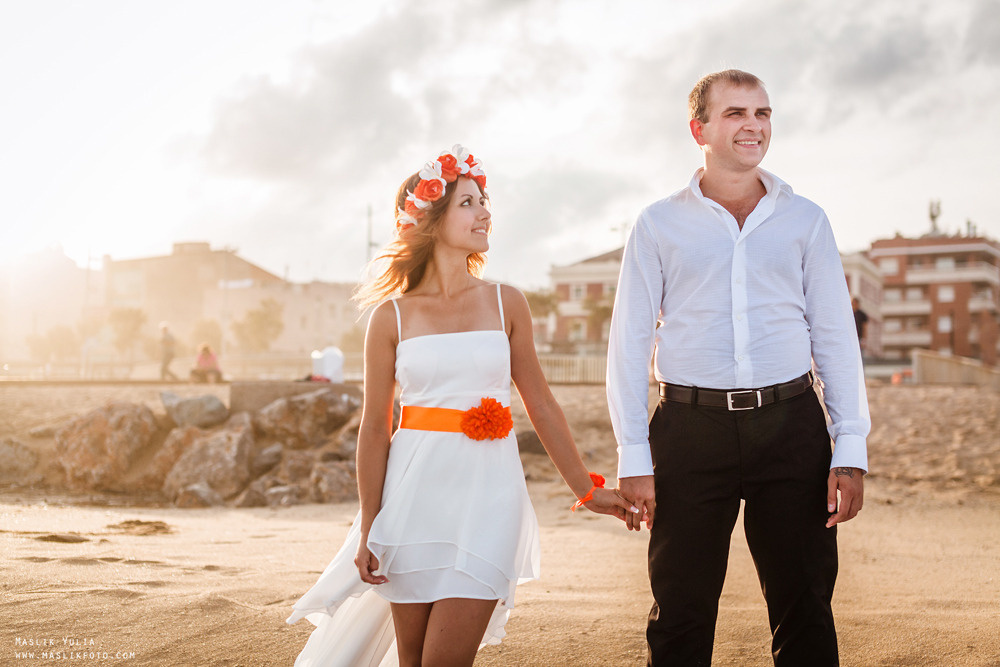 Sesión de fotos de boda en Badalona. Fotógrafo en Barcelona  Maslik Yulia