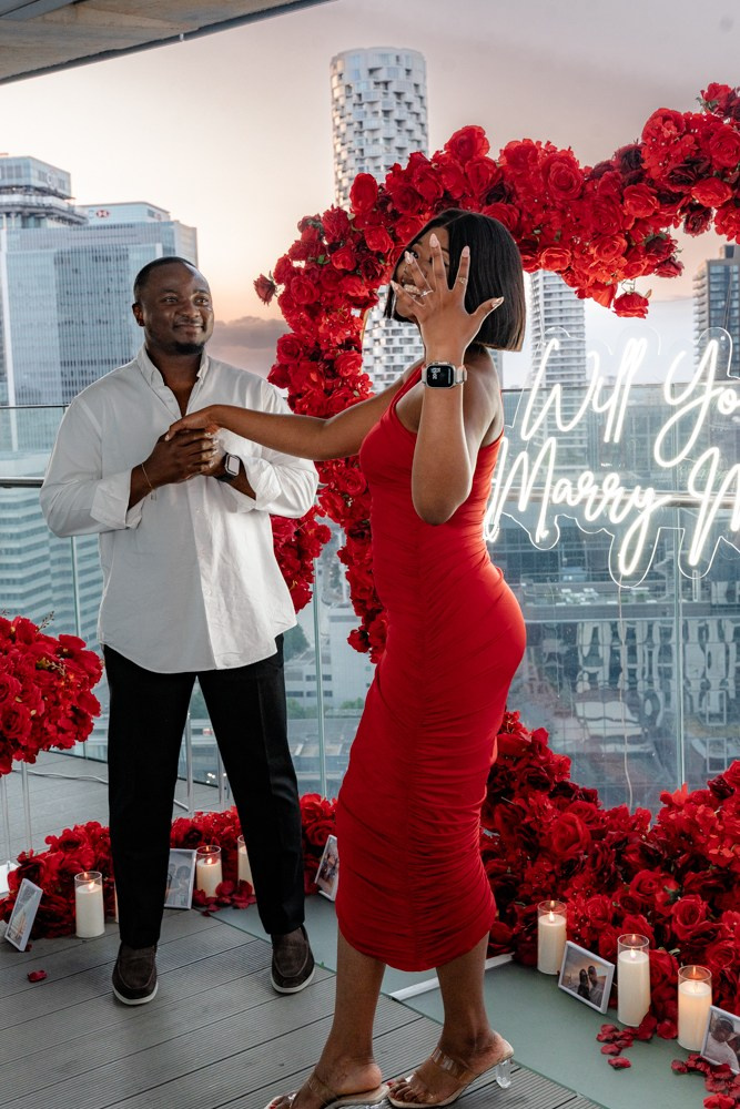 Proposal at the Arena Tower. Tonya Kyrylenko photographer in London