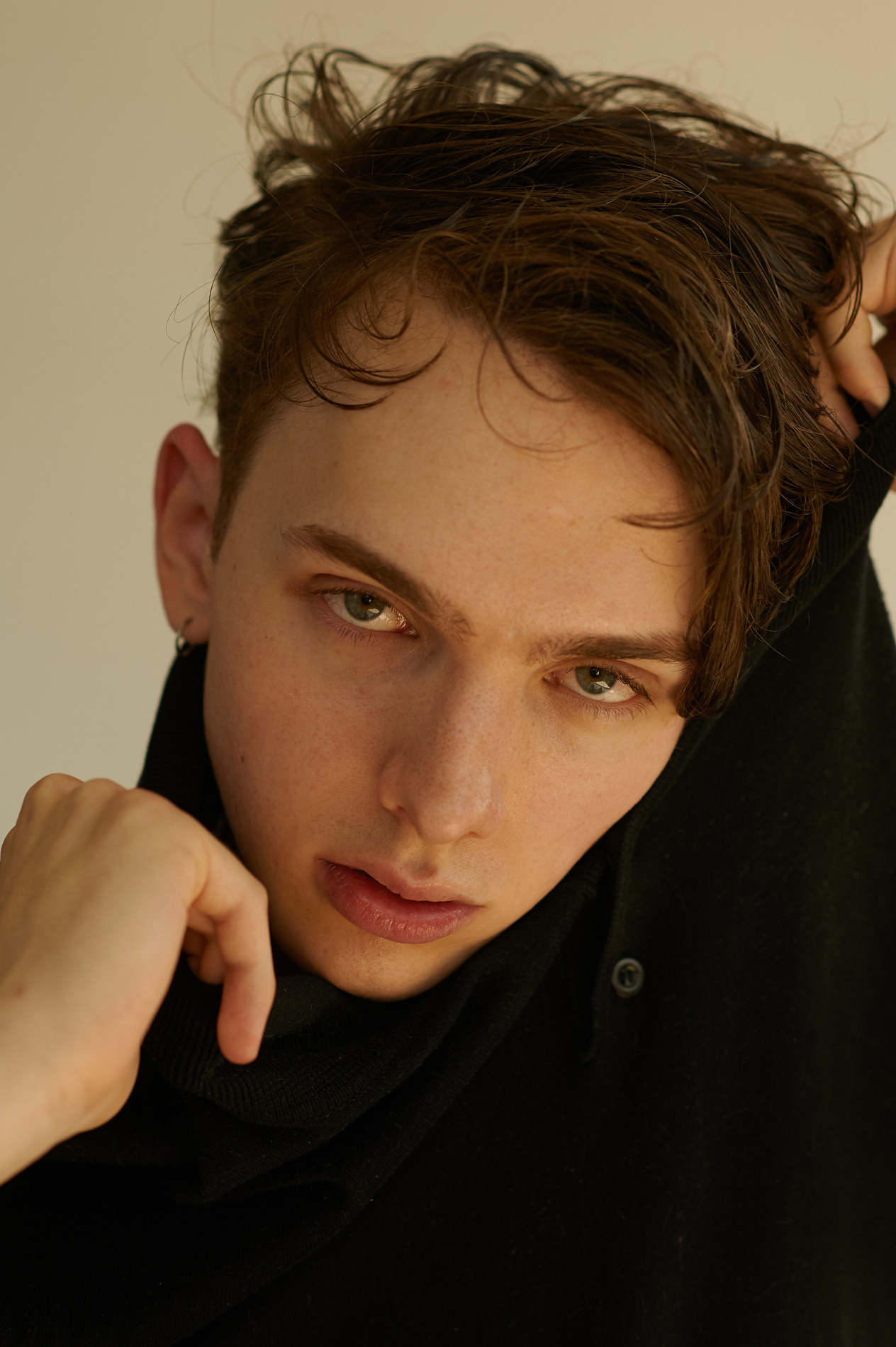 Fashion photographer Victoria Ushkanova, portrait of a young man made in my daylight studio in Amsterdam