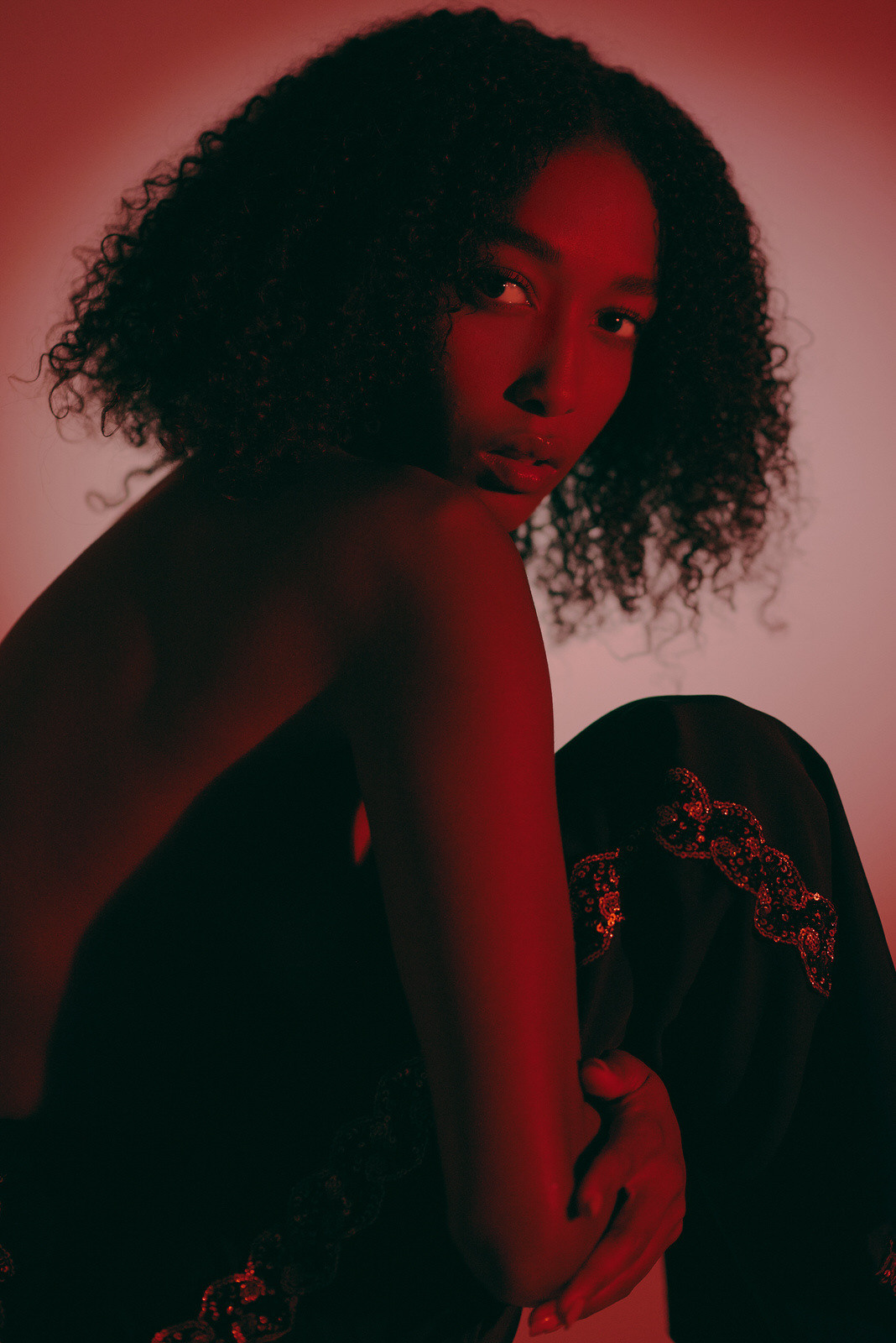 High-fashion model photoshoot with studio lighting in UAE