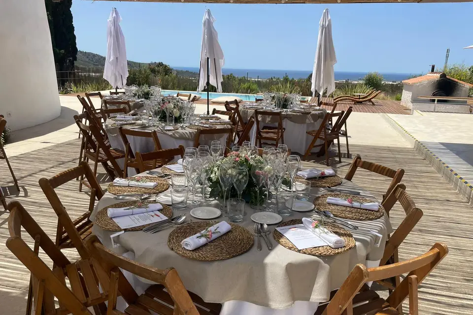 Wedding tables with plates and decoration