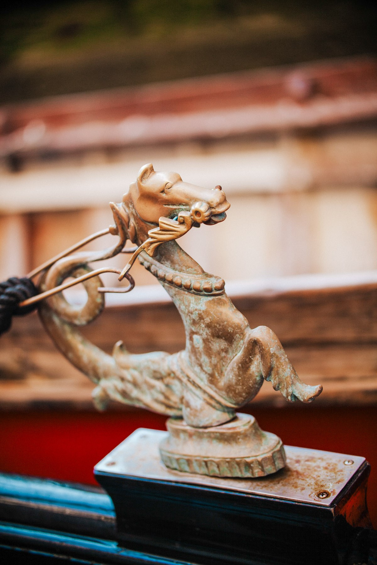 A detail of the gondola as it makes its way into the canals of Venice.