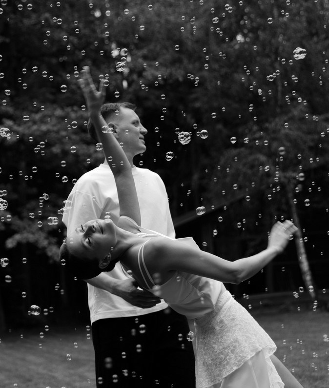 Editorial-style couple portrait with modern styling