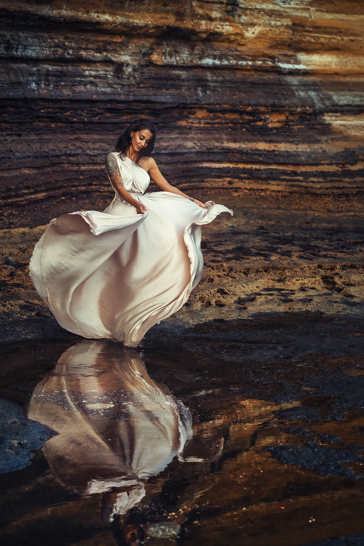 Flying dress beige #12 30€. Professional photography in Tenerife Tania Bonnet