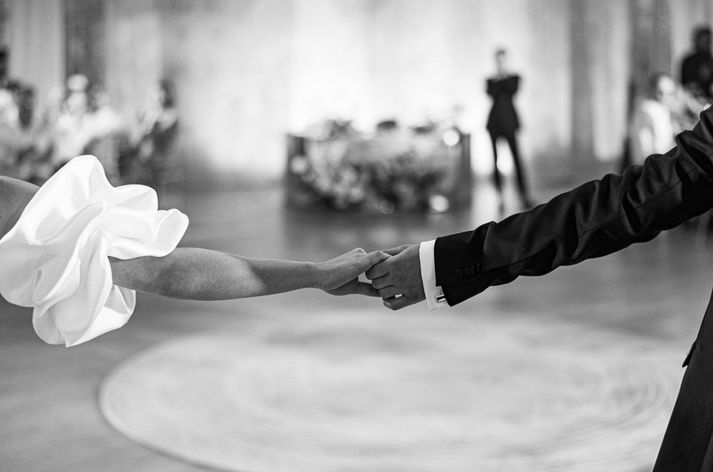 Artistic black and white wedding portrait in Soho