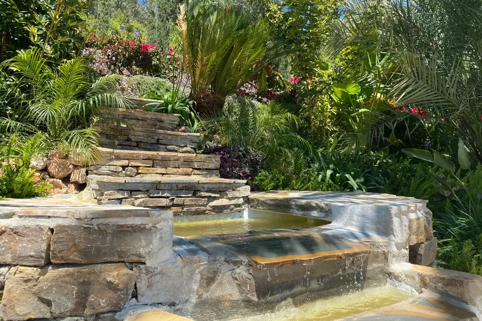 Green territory with a cascade