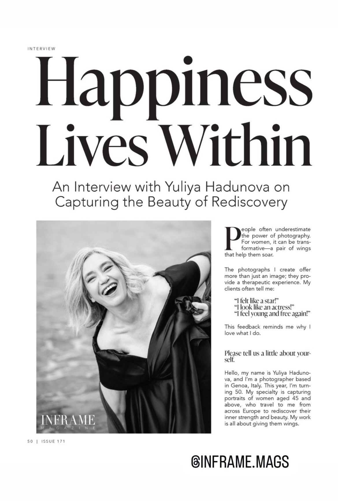 ПУБЛИКАЦИИ. Yuliya Hadunova, женский фотограф в Генуе, Италия