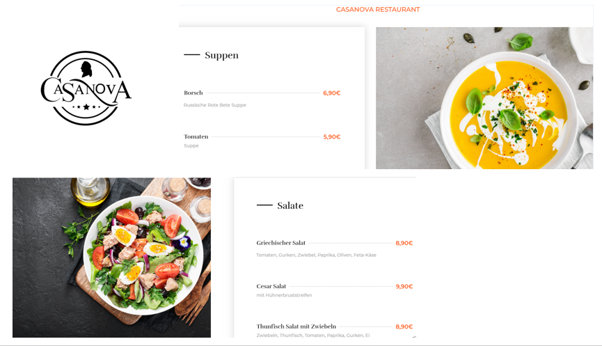 Меню. Рекламное агентство в Германии