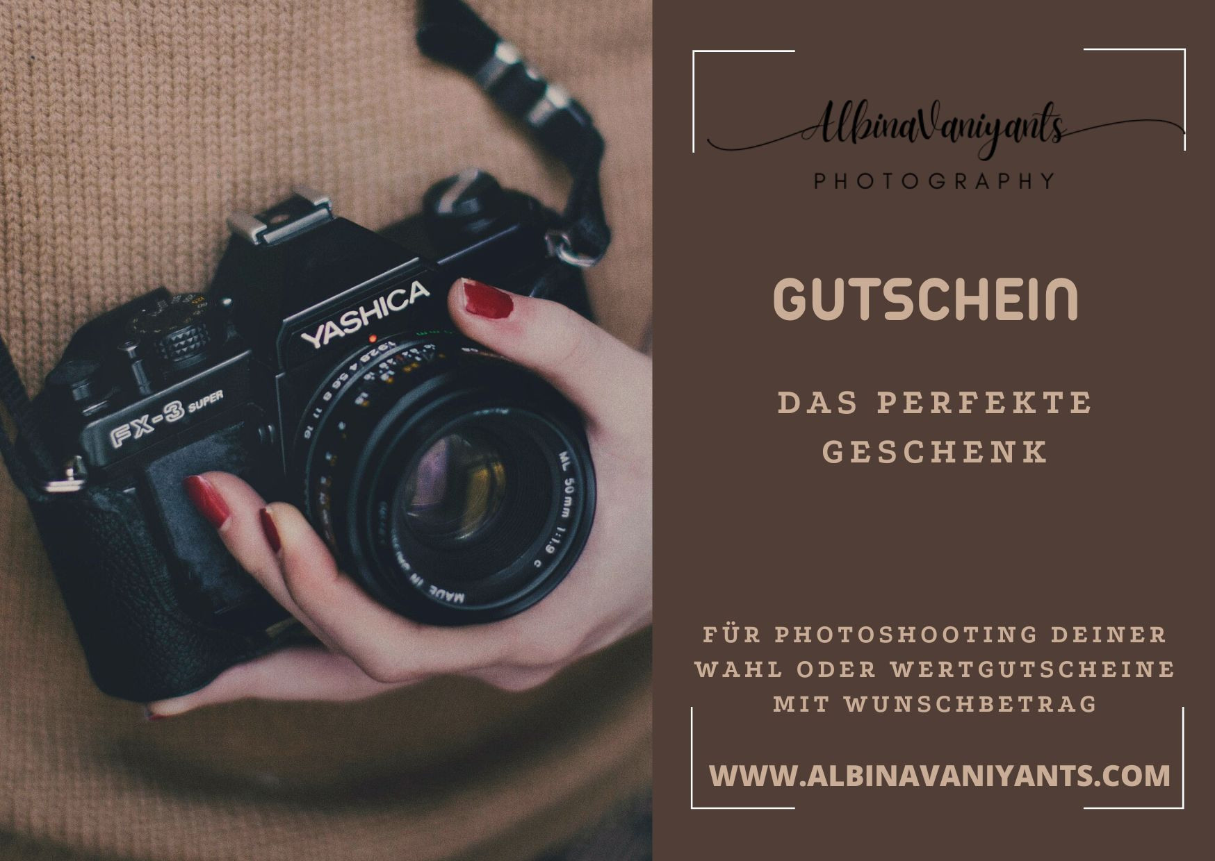 Foto-Gutscheine | Verschenke besondere Momente mit Albina Vaniyants. Professionelle Familienfotografie, Kinderfotografie und Portraitfotografie in Linz, Oberösterreich - Albina Vaniyants, Fotografin aus OÖ